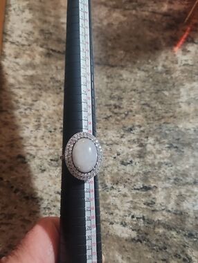 Classic Oval White Jade Halo Ring - Women Jewelry